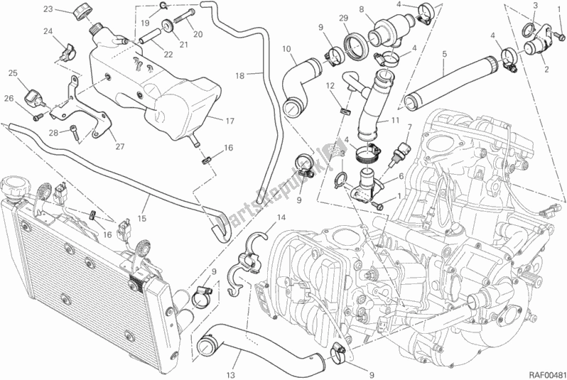 Todas as partes de Circuito De Refrigeração do Ducati Hypermotard SP 821 2014